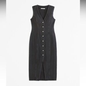NWOT The A&F Mara Vest Midi Dress MEDIUM BLACK